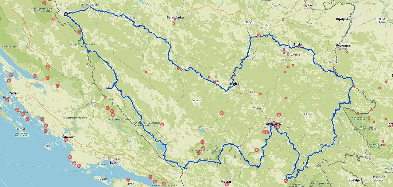 Bosnia - back to the Balkans planned route